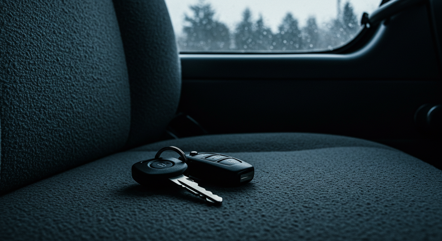 Car keys locked inside a vehicle seat area